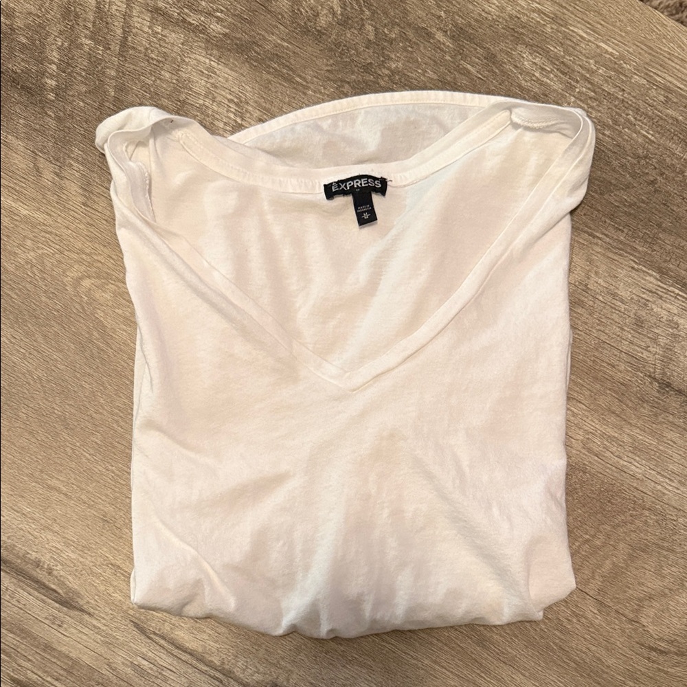 Express Women's Classic White V-Neck Tee